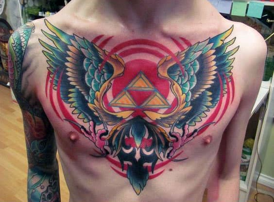 artistic-male-triforce-wings-red-ink-chest-tatotos