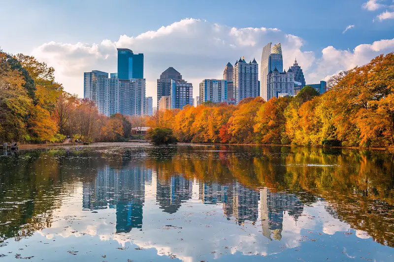 Atlanta, Georgia, USA Piedmont Park skyline in autumn