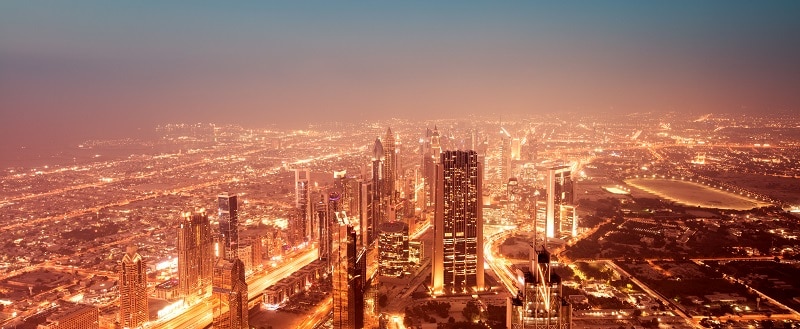 Beautiful night Dubai cityscape