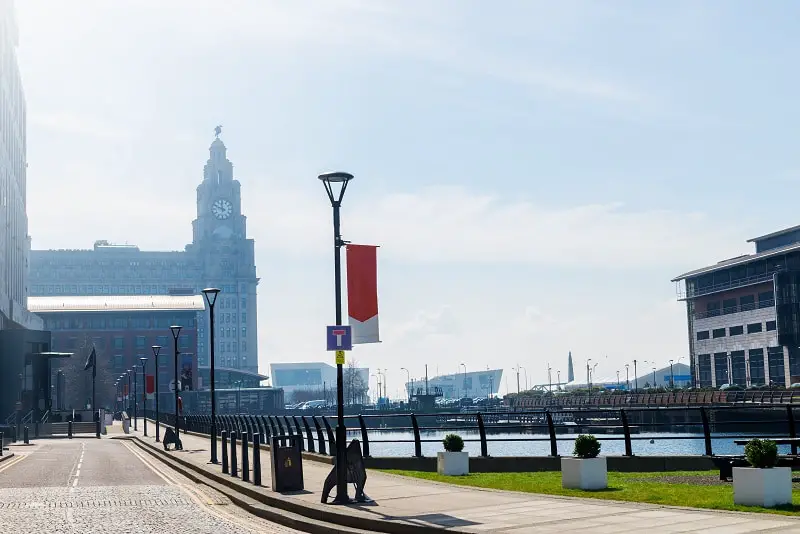 Beautiful sunny day in Liverpool, UK, different views of the cit