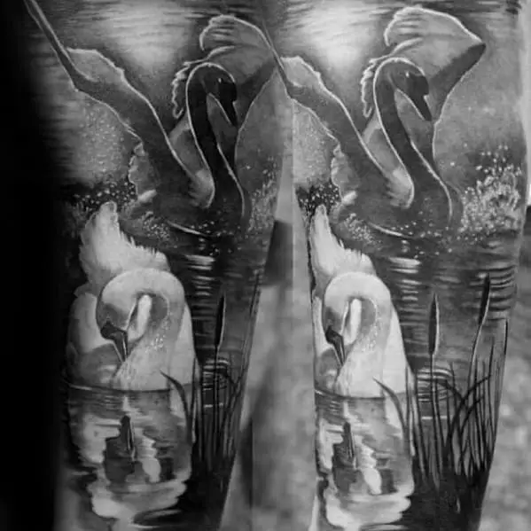 black-and-grey-ink-awesome-swan-tattoos-for-men