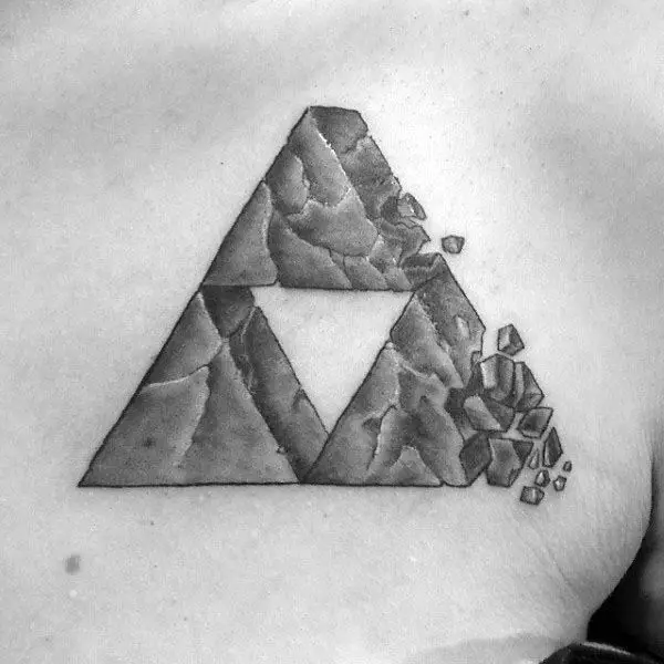 broken-stone-triforce-mens-3d-chest-tattoo-ideas