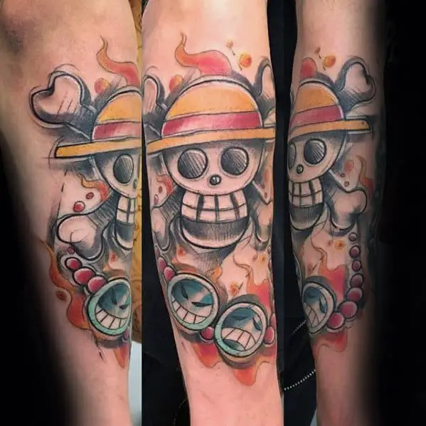 creative-one-piece-tattoos-for-men-on-inner-forearm