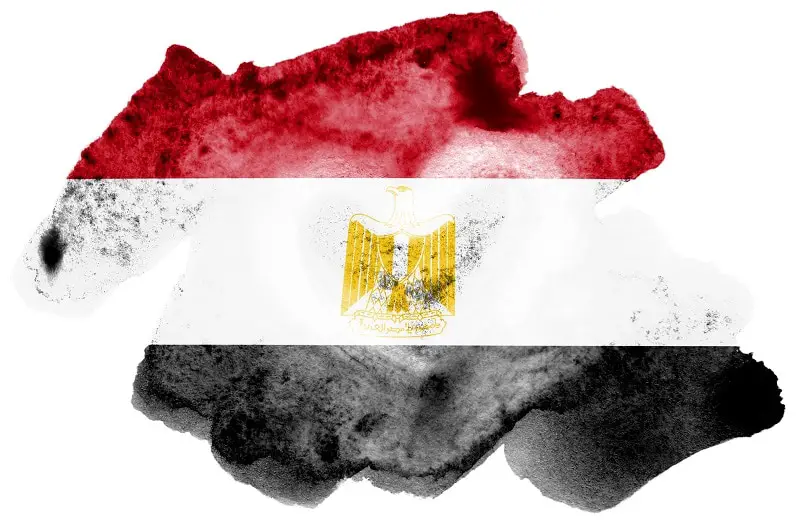 Egypt flag is depicted in liquid watercolor style isolated on white background