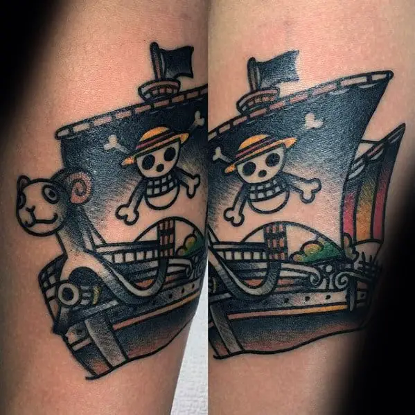 forearm-old-school-traditional-sailboat-male-one-piece-tattoo