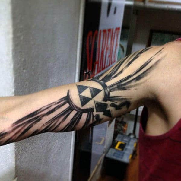 full-arm-male-triforce-paint-brush-stroke-tattos