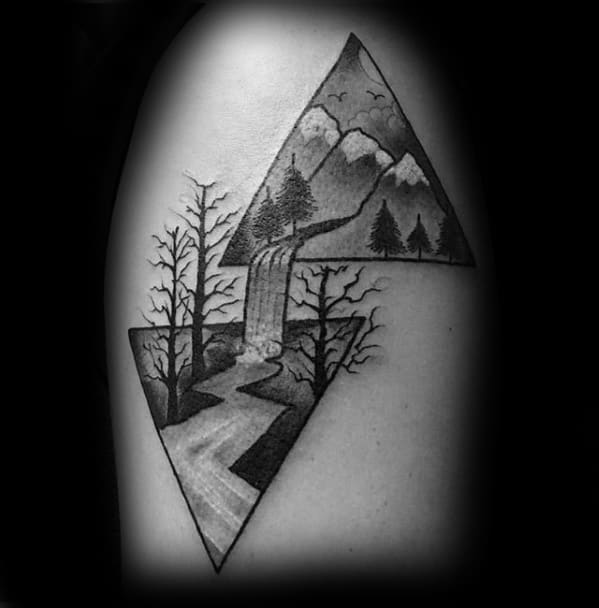 An illustrator and graphic designer living in a van By choice  Collage  tattoo Mountain tattoo simple Camping tattoo