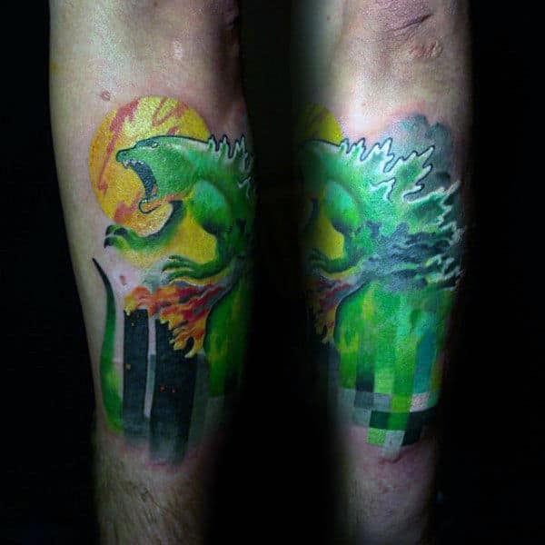 green-modern-pixelated-godzilla-with-skyscrapers-tattoo-on-man