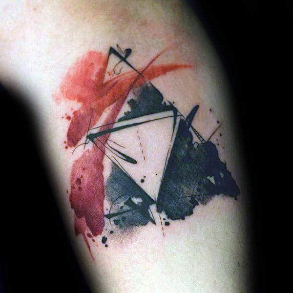 guys-triforce-black-and-red-ink-watercolor-symbol-tattoo-on-arm