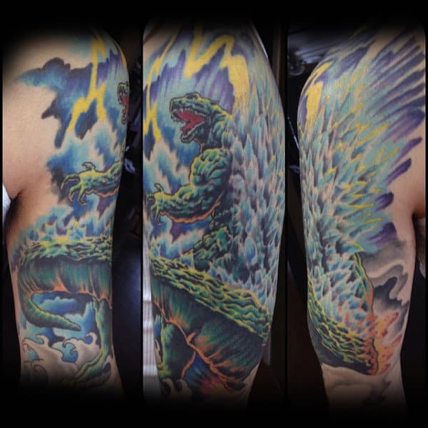 illustrated-large-sleeve-godzilla-in-storm-tattoo-for-guys
