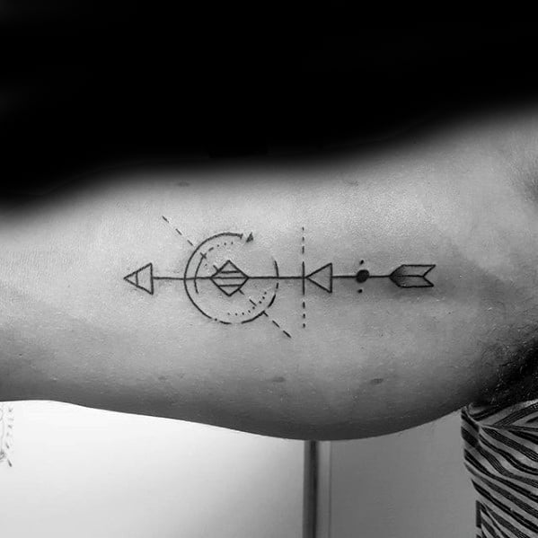 inner-arm-bicep-geometric-small-arrow-tattoos-for-gentlemen