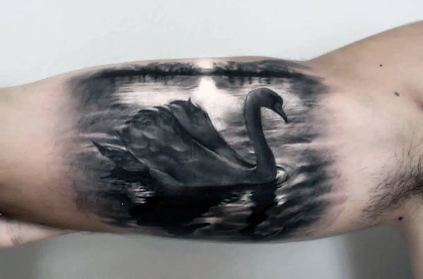 inner-arm-bicep-realistic-3d-mens-tattoo-with-swan-design