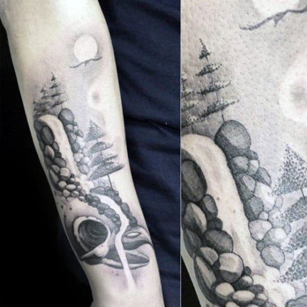 Tattoo uploaded by Claire  By ThomasEckeard mountains forest trees  landscape river  Tattoodo