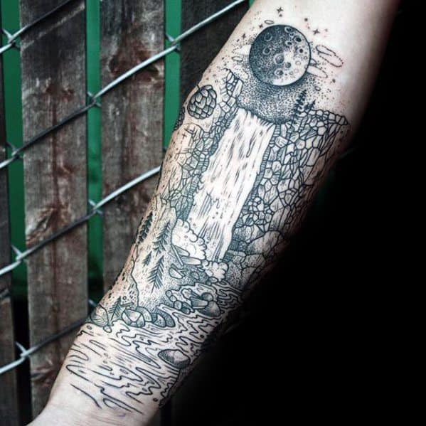 forearm waterfall tattoo