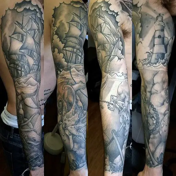 pirate ship half sleeve tattoos