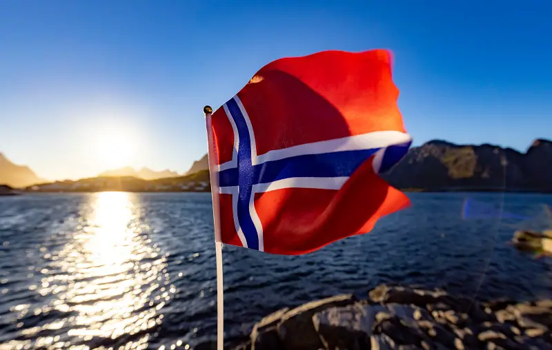 Norway Flag. Beautiful Nature Norway natural landscape.