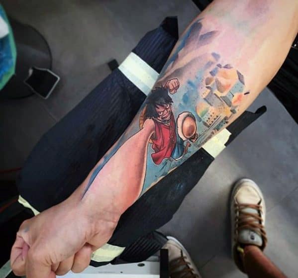 one-piece-3d-inner-forearm-mens-tattoo-designs