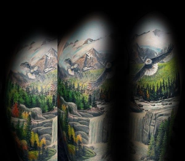 realistic-half-sleeve-male-river-tattoo-ideas