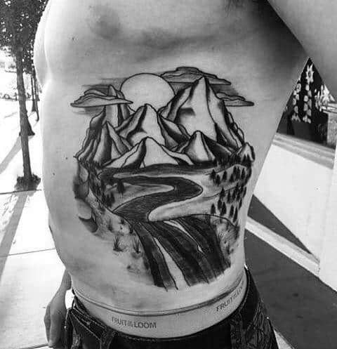 Mother Nature Tattoo With River  Mountains  Best Tattoo Ideas For Men   Women