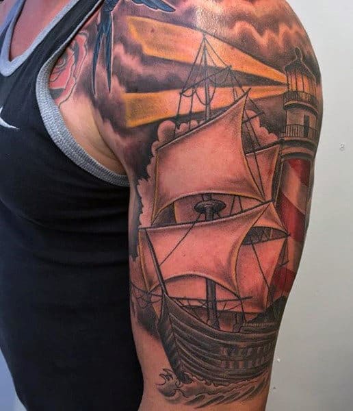 Lighthouse Ship Tattoo  Black Lotus Tattoo