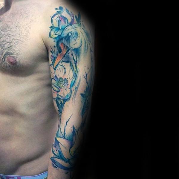 swan-guys-tattoos-half-sleeve