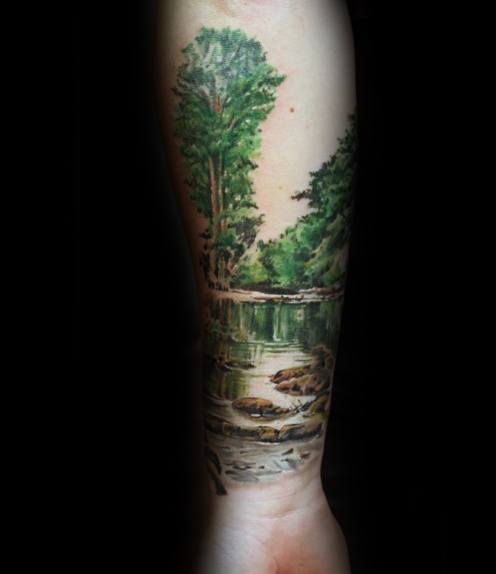 unique-mens-river-with-trees-forearm-tattoos