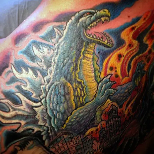 vibrant-godzilla-in-city-on-fire-tattoo-for-gentlemen