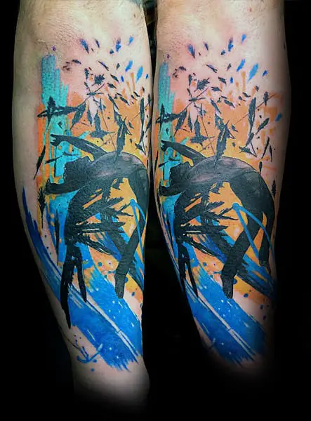 abstact-watercolor-icarus-mens-outer-forearm-tattoo