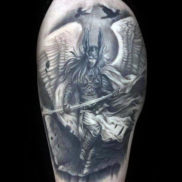 arm-3d-realistic-mens-manly-valkyrie-tattoo-designs