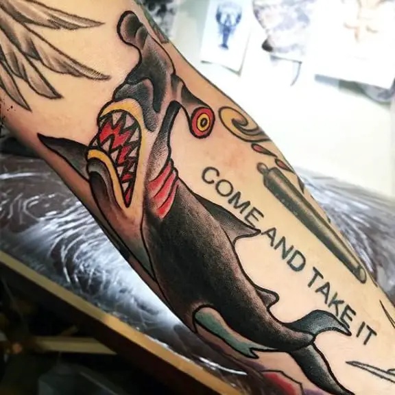 black-ink-hammerhead-shark-old-school-mens-tattoos-on-arm