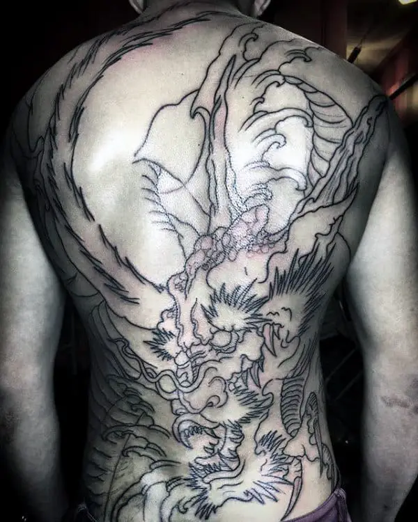 black-ink-outline-dragon-back-tattoos-for-men