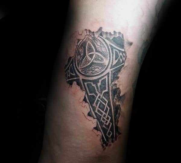 broken-skin-mjolnir-male-arm-tattoos