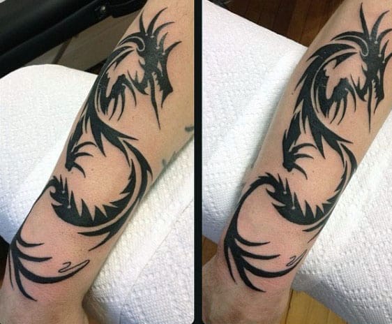 cool-outer-forearm-tribal-dragon-guys-tattoos