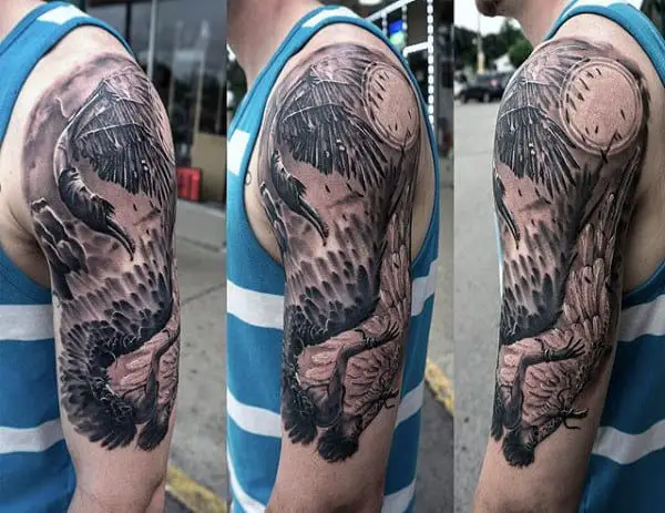 half-sleeve-tattoo-of-icarus-wings-on-gentleman