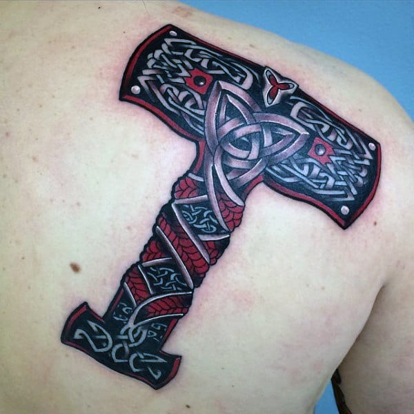 knots-mjolnir-mens-red-and-black-ink-shoulder-back-tattoos
