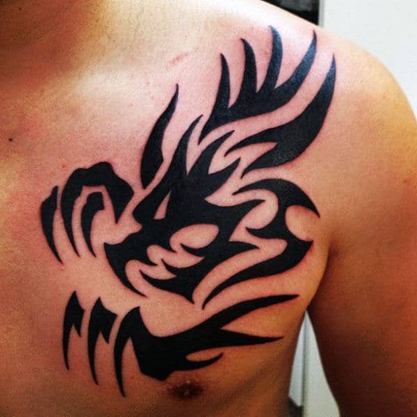 masculine-upper-chest-tribal-dragon-guys-tattoos