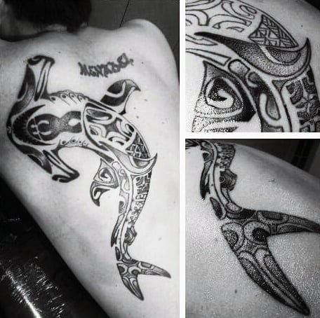 mens-back-hammerhead-shark-tribal-tattoos