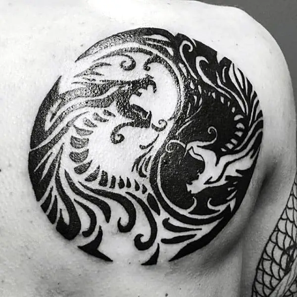 mens-circular-dragon-yin-and-yang-tribal-tattoos-shoulder