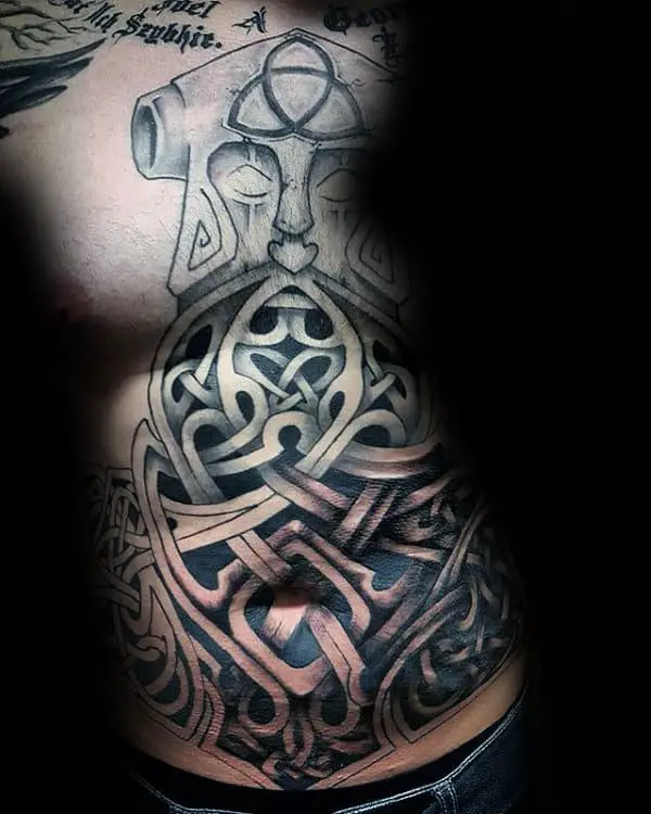 mens-full-chest-tribal-mjolnir-tattoos