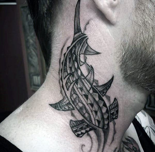 neck-tribal-hammerhead-shark-tattoo-for-men