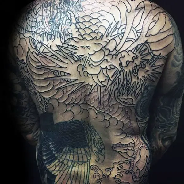 traditional-dragon-full-back-male-black-ink-outline-tattoos