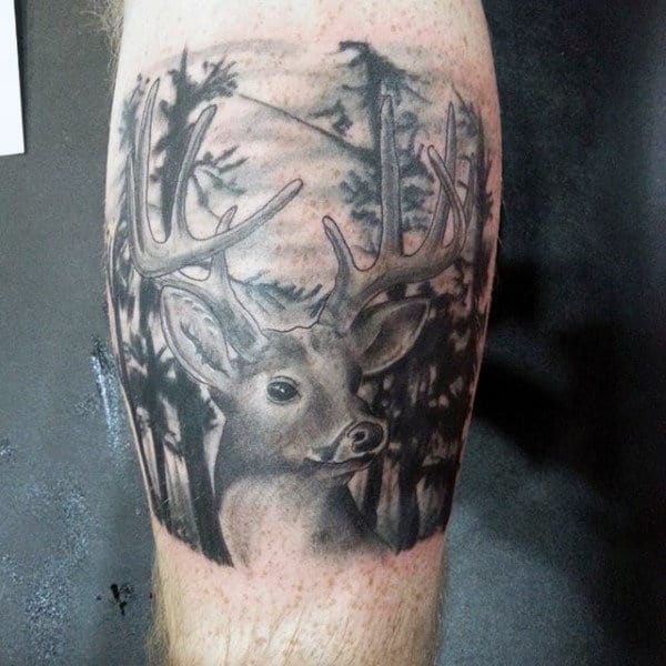 leg-calf-deer-tattoo-design-men