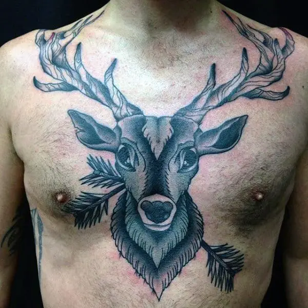 Koit Tattoo  Geometric Deer tattoo on chest by Koit artist