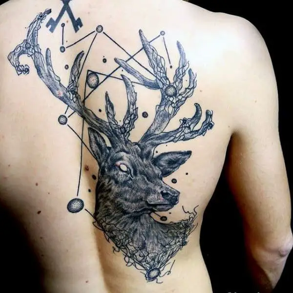 mens-back-tattoos-of-abstract-deer-design