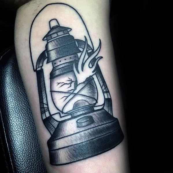 broken-lantern-mens-traditional-shaded-arm-tattoo