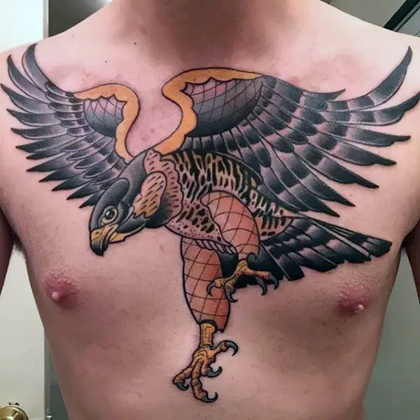 awesome-guys-falcon-neo-traditional-chest-tattoo