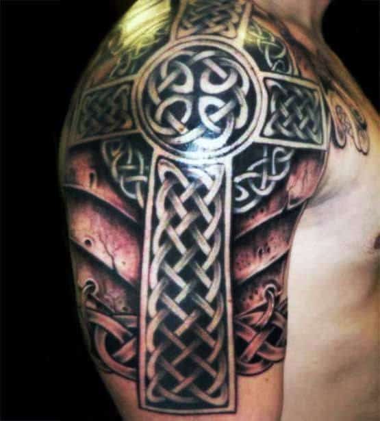 cross tattoo arm sleeve