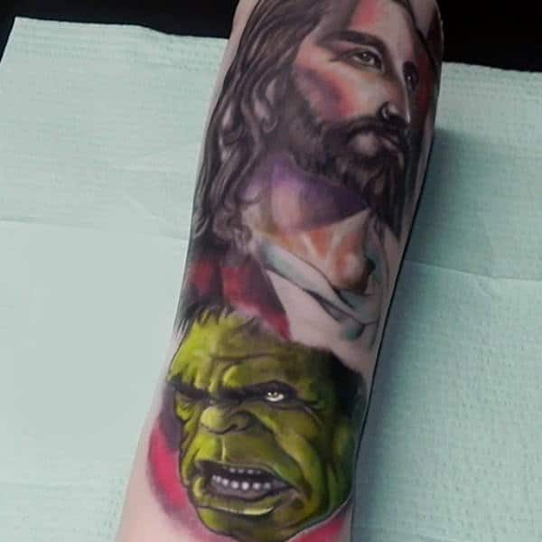 guys-forearms-hulk-and-religion-tattoo