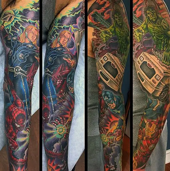 guys-full-sleeve-amazing-hulk-tattoo