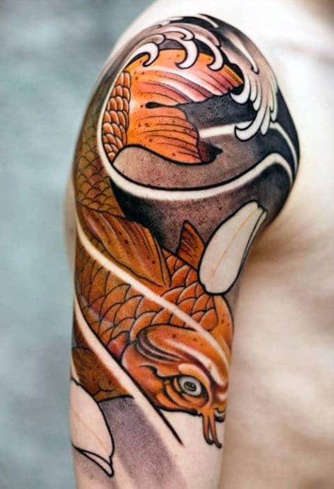 half-sleeve-koi-fish-modern-mens-japanese-tattoo
